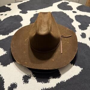 Vintage 90s Resistol Self Conforming 5x Beaver XXXXX Cowboy Hat Brown Size 7 1/8